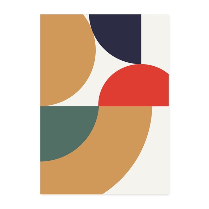 Geometrisk fargeblokker - plakat og trykk - lerret veggkunst maleri