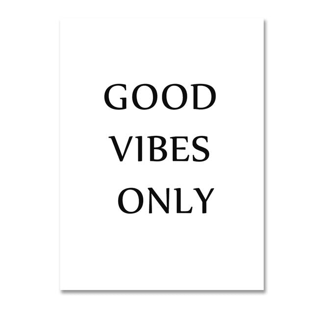 Sitat "Bare positive vibber" – lerretbilde
