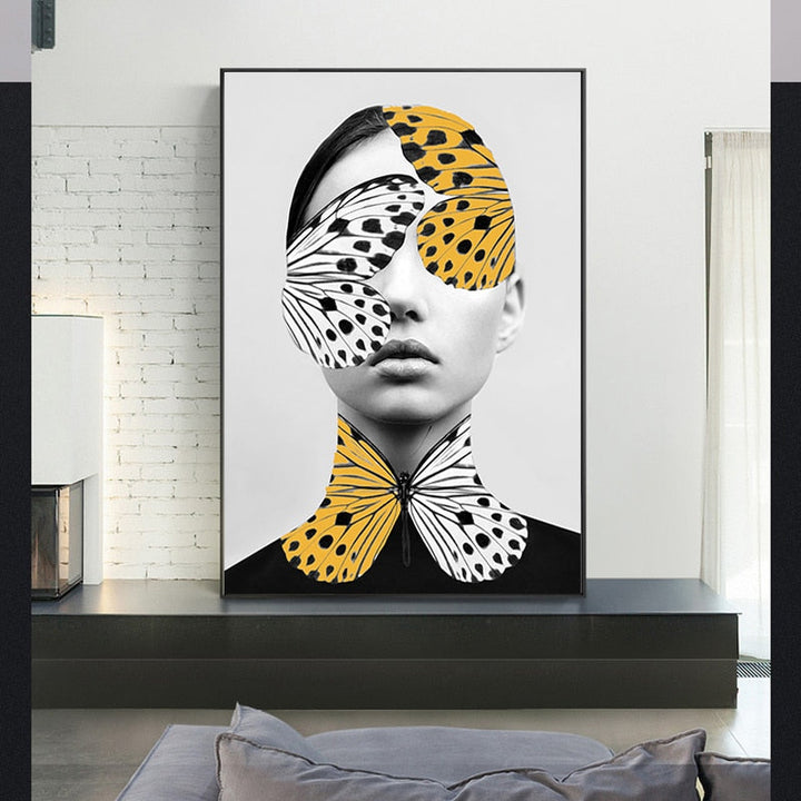Abstract Kreative Sommerfugl Kvinner Veggkunst Utskrifter Plakater - Lærrede Veggkunst Maleri | Skanto