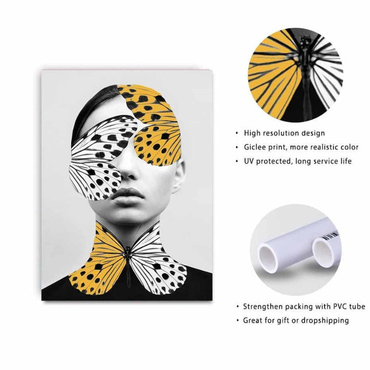 Abstract Kreative Sommerfugl Kvinner Veggkunst Utskrifter Plakater - Lærrede Veggkunst Maleri | Skanto