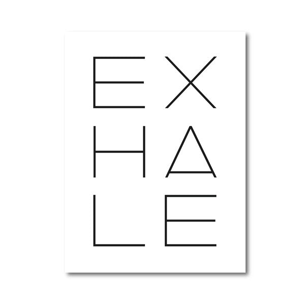 Inhale Exhale Plakat Svart & Hvit Minimalistisk Meditasjon Puste Veggkunst Fine Art Lerretstrykk Moderne Typografisk Veggdekor For Soverom Yoga Studio Innredning | Skanto