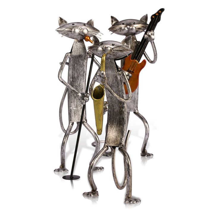 3 Mini Musiker Katter Moderne Skulptur | Skanto