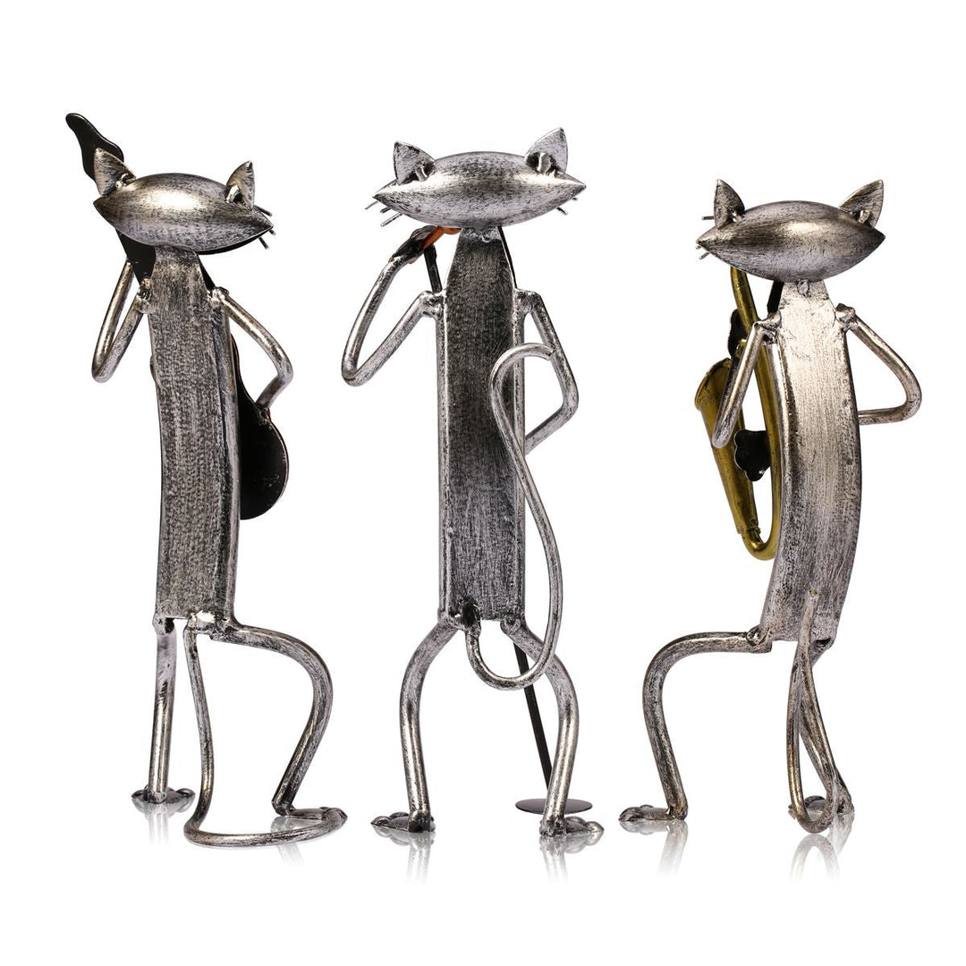 3 Mini Musiker Katter Moderne Skulptur | Skanto