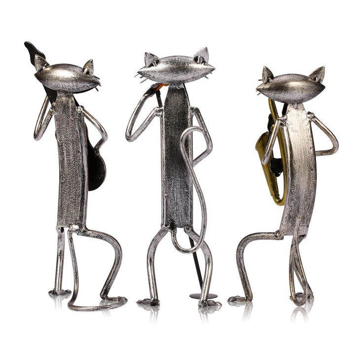 3 Mini Musiker Katter Moderne Skulptur | Skanto