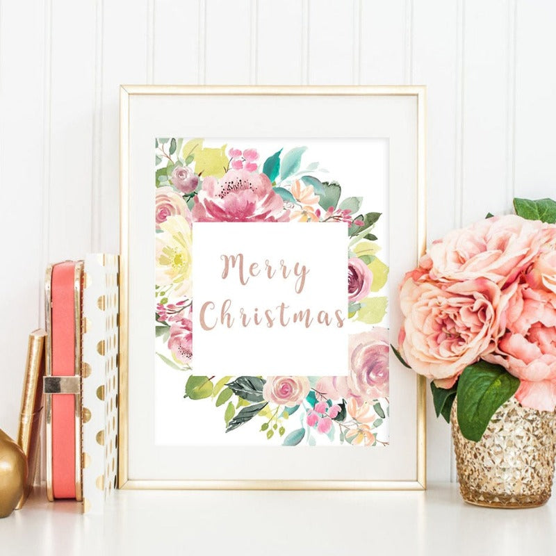 Floral Velkommen Skilt Plakat - Lerret Veggkunst Maleri