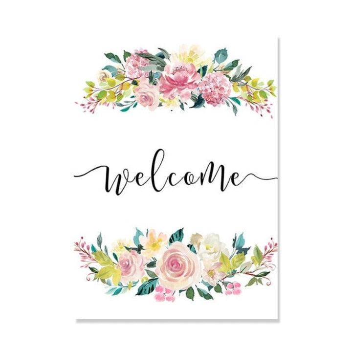 Floral Velkommen Skilt Plakat - Lerret Veggkunst Maleri