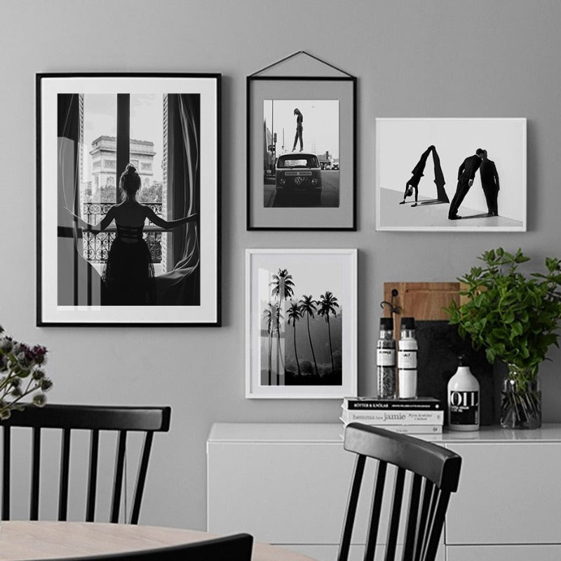 Abstrakt Skandinavisk Svart Hvit Veggkunst Bilder - Lerret Veggkunst Maleri | Skanto