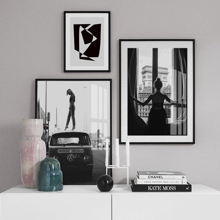 Abstrakt Skandinavisk Svart Hvit Veggkunst Bilder - Lerret Veggkunst Maleri | Skanto