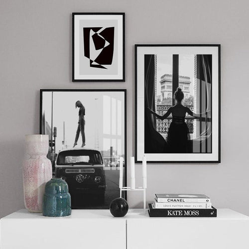 Abstrakt Skandinavisk Svart Hvit Veggkunst Bilder - Lerret Veggkunst Maleri | Skanto
