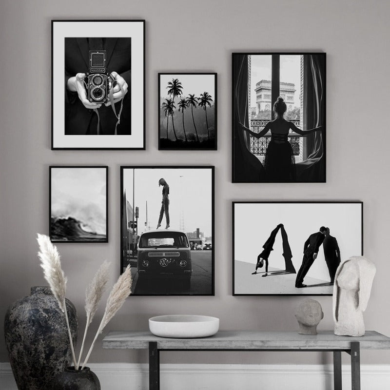 Abstrakt Skandinavisk Svart Hvit Veggkunst Bilder - Lerret Veggkunst Maleri | Skanto