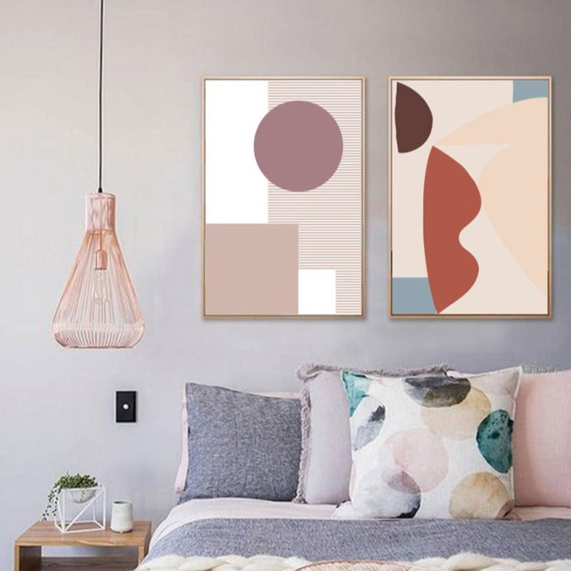 Abstracte varme geometriske design - Lerret veggkunst maleri | Skanto