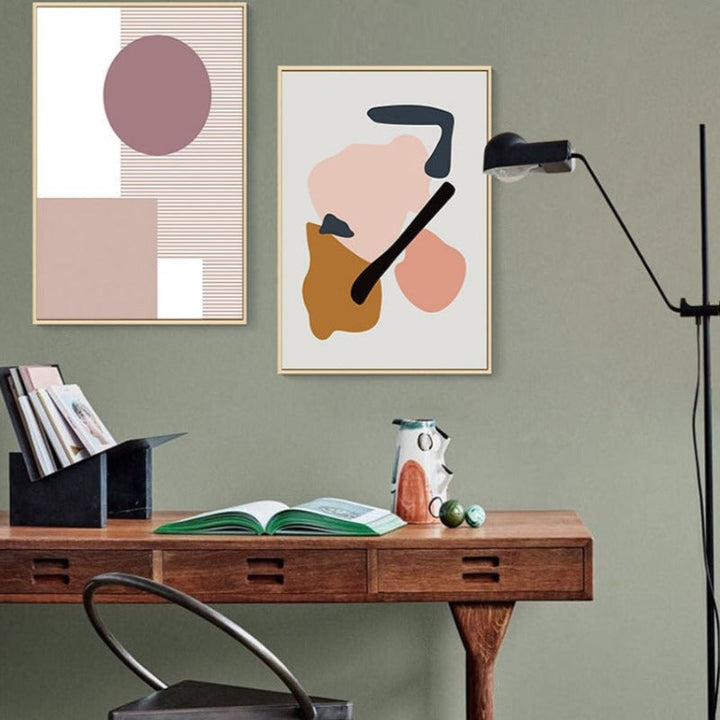 Abstracte varme geometriske design - Lerret veggkunst maleri | Skanto