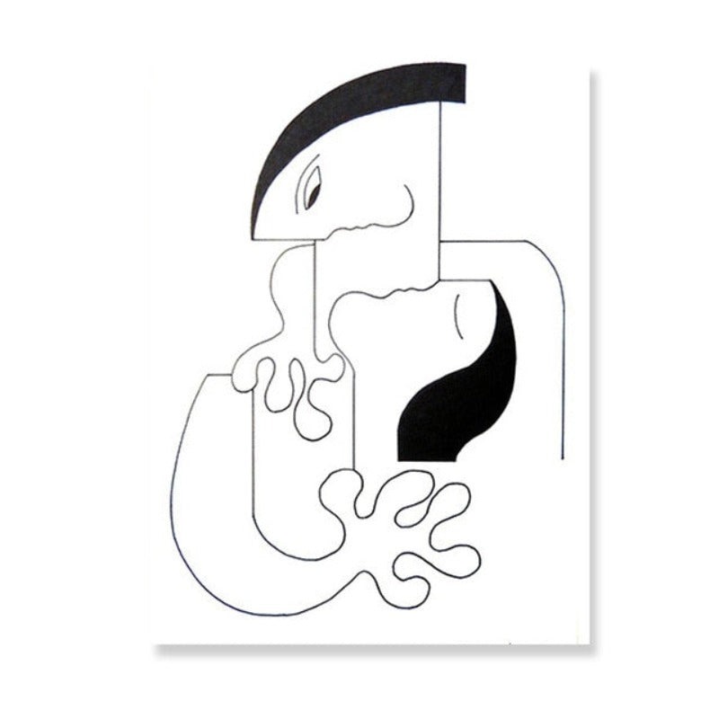 Minimalistisk abstrakt svart hvit parfigur - lerret veggkunstmaleri