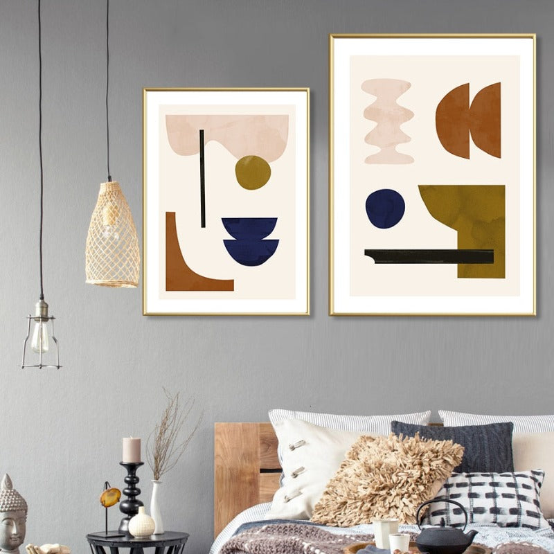 Geometrisk abstrakt Skandinavia Galleri - lerret veggkunst maleri