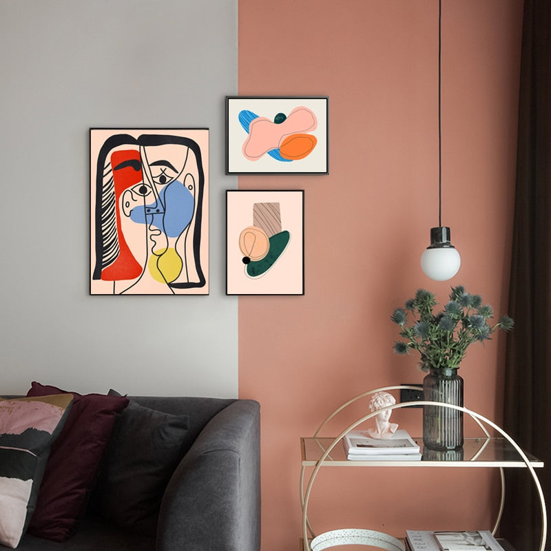Moderne skandinavisk abstrakt figur – lerretsmaleri