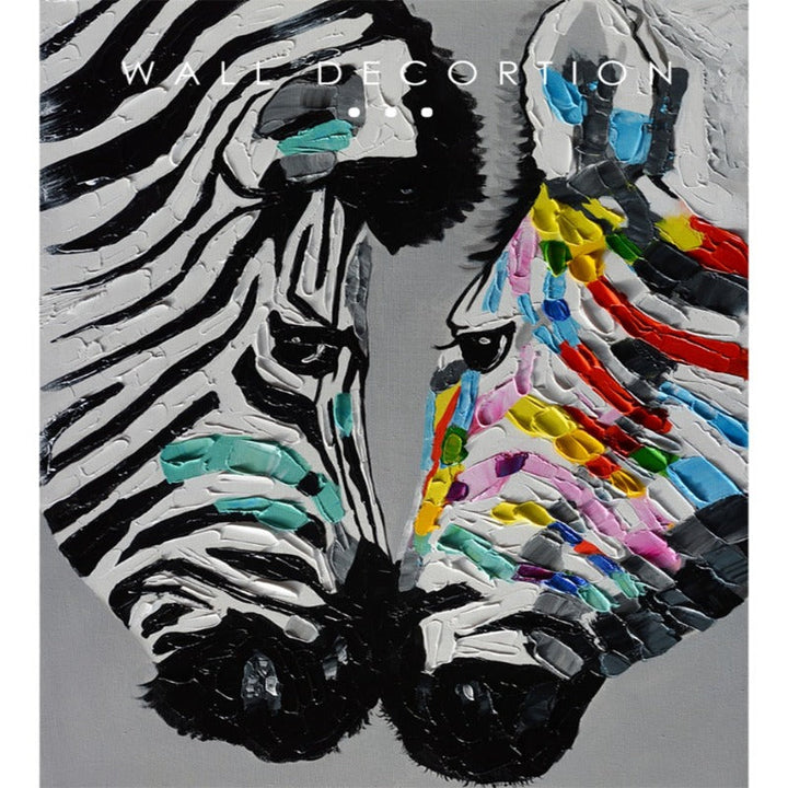 Moderne, fargerike zebra dyrebilde på lerret