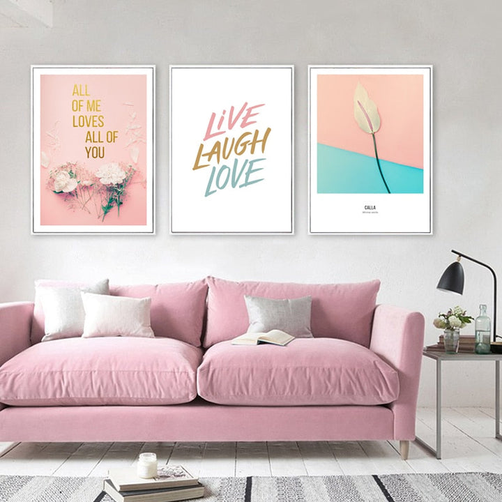 Moderne rosa mote-kjærlighet-liv-latter-rose - lerretbilde