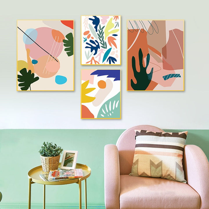 Abstract Skandinavien Fargerik Galleri - Lerret Veggkunst Maleri | Skanto