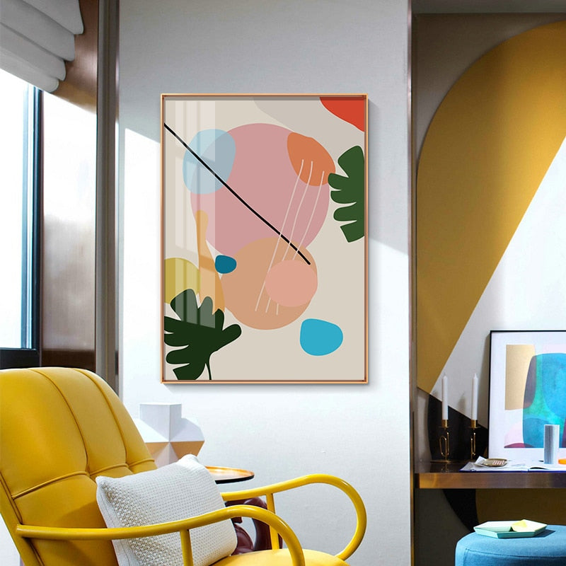 Abstract Skandinavien Fargerik Galleri - Lerret Veggkunst Maleri | Skanto