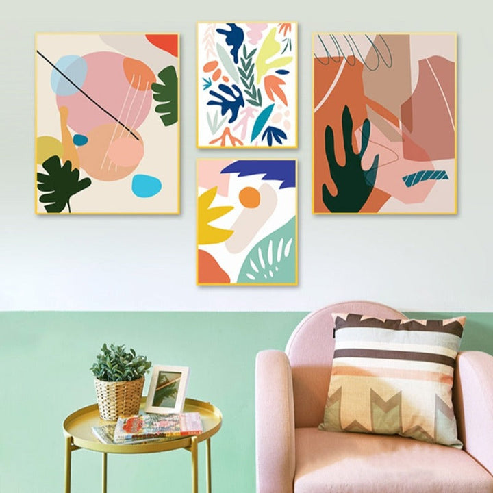 Abstract Skandinavien Fargerik Galleri - Lerret Veggkunst Maleri | Skanto