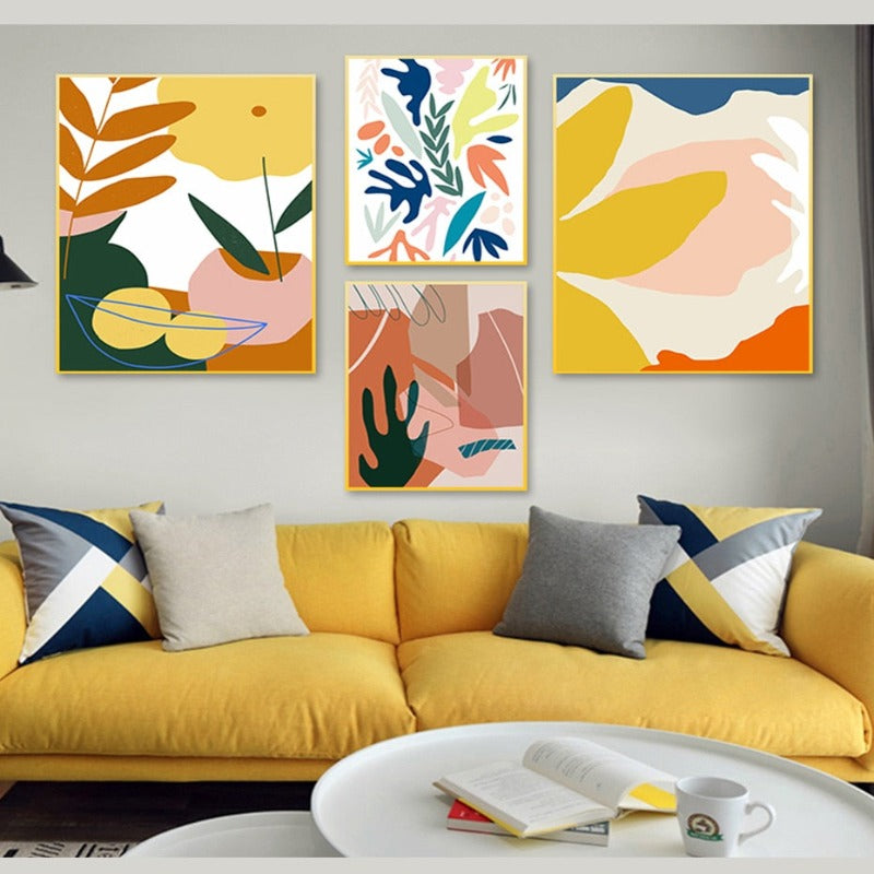 Abstract Skandinavien Fargerik Galleri - Lerret Veggkunst Maleri | Skanto