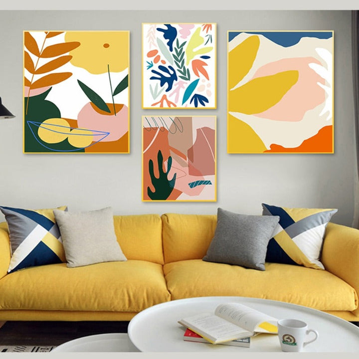 Abstract Skandinavien Fargerik Galleri - Lerret Veggkunst Maleri | Skanto