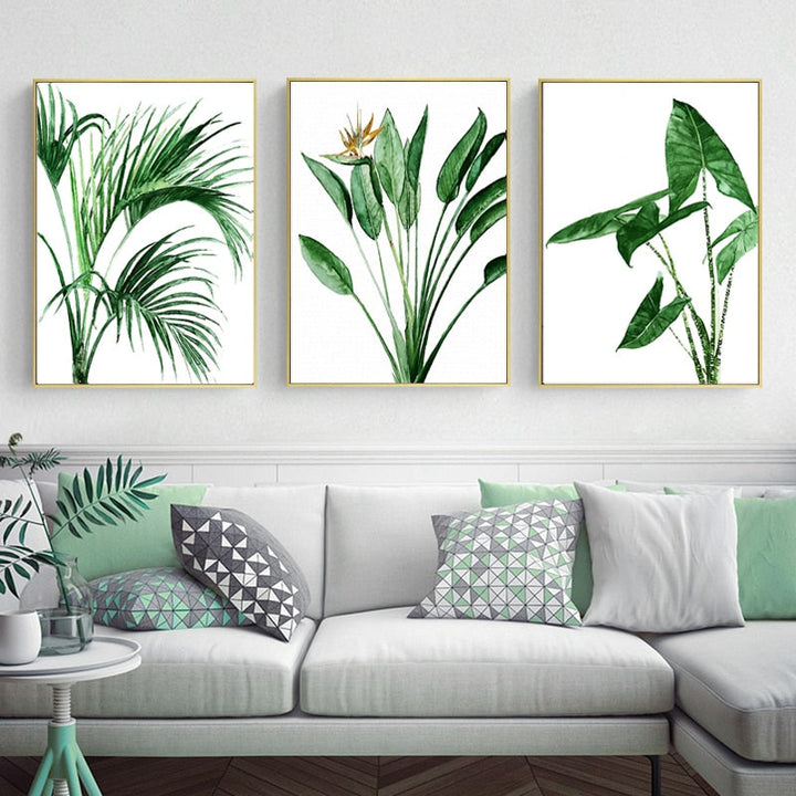 Moderne skandinavisk lerretsbilde av Alocasia-blader
