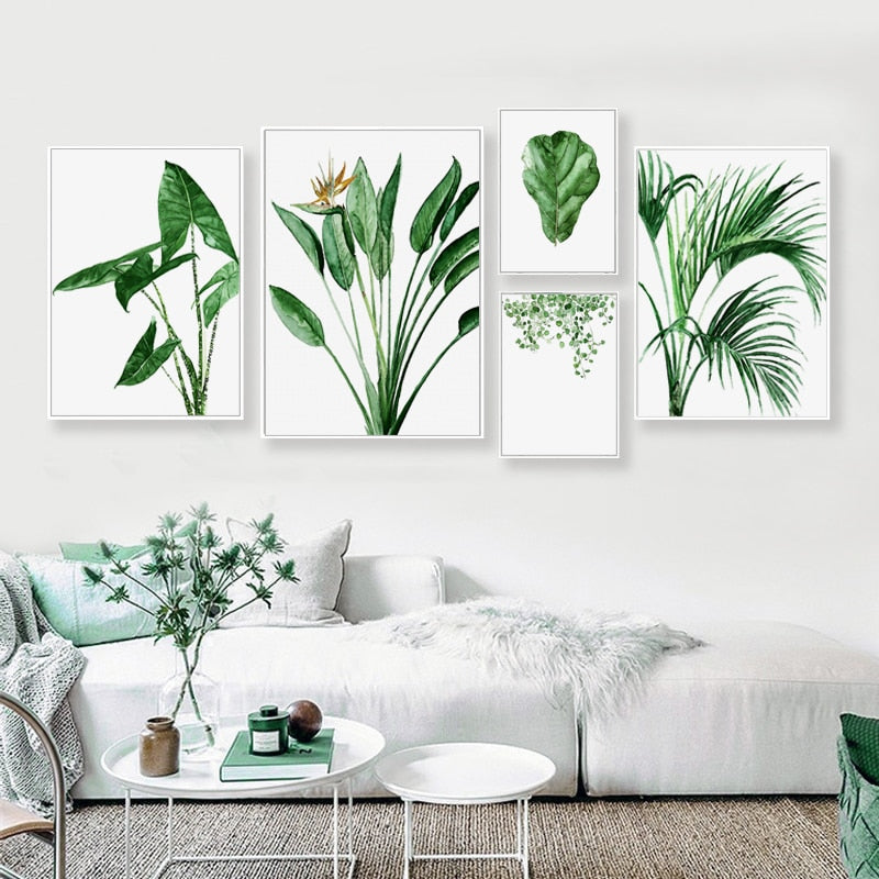 Moderne skandinavisk lerretsbilde av Alocasia-blader