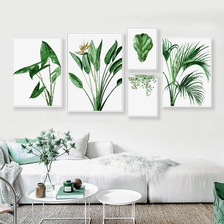 Moderne skandinavisk lerretsbilde av Alocasia-blader