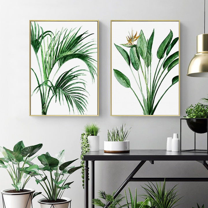 Moderne skandinavisk lerretsbilde av Alocasia-blader