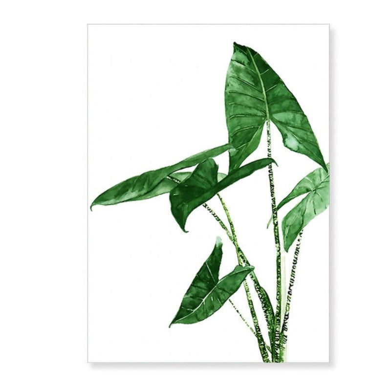 Moderne skandinavisk lerretsbilde av Alocasia-blader