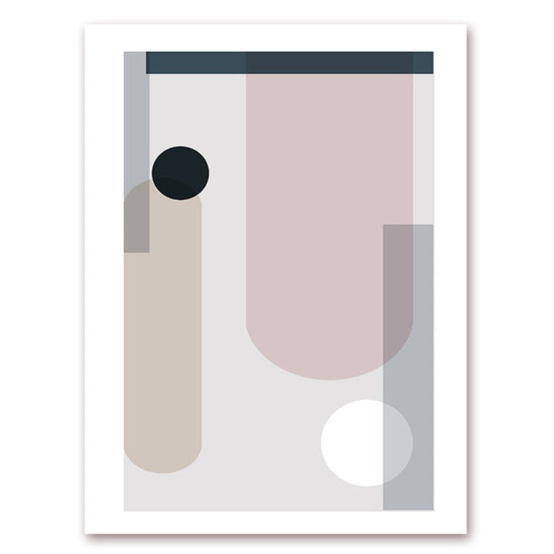 Minimalistisk Abstrakt Geometrisk Pink Blå - Lerret Veggkunst Maleri