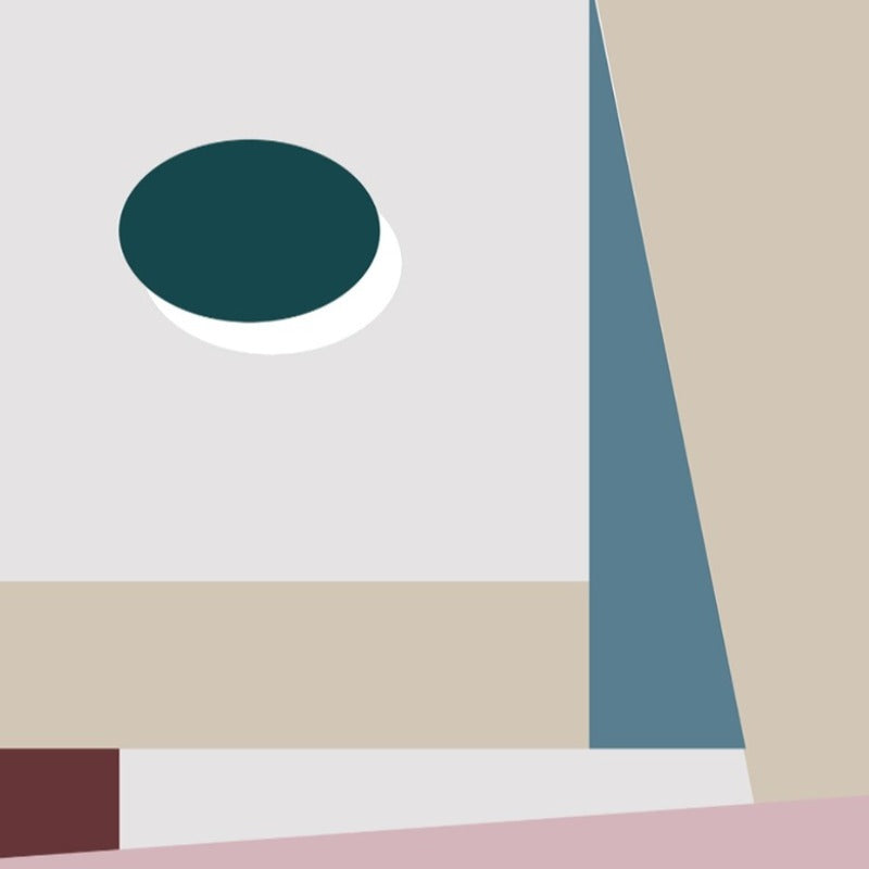 Minimalistisk Abstrakt Geometrisk Pink Blå - Lerret Veggkunst Maleri