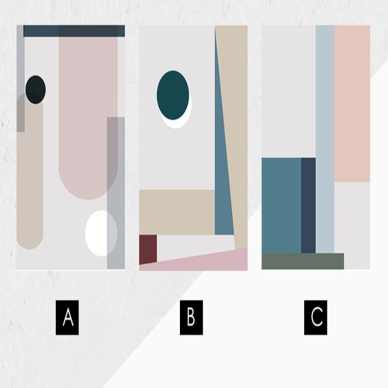 Minimalistisk Abstrakt Geometrisk Pink Blå - Lerret Veggkunst Maleri