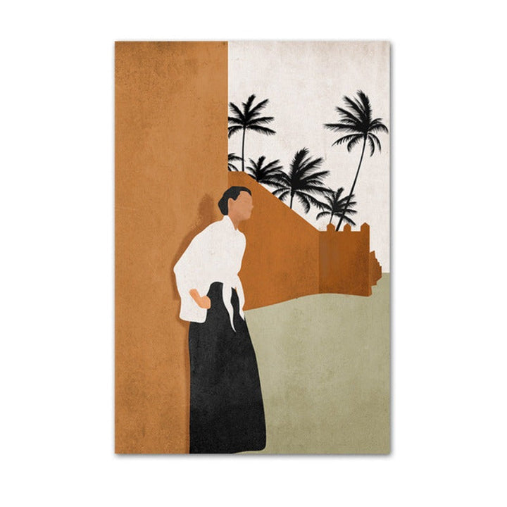 Abstract Still Life Beige Plants - Lerret Veggkunst Maleri | Skanto