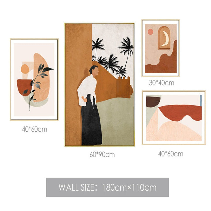 Abstract Still Life Beige Plants - Lerret Veggkunst Maleri | Skanto
