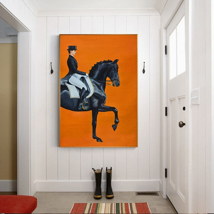 Moderne oransje hestebilder - lerretsveggkunst