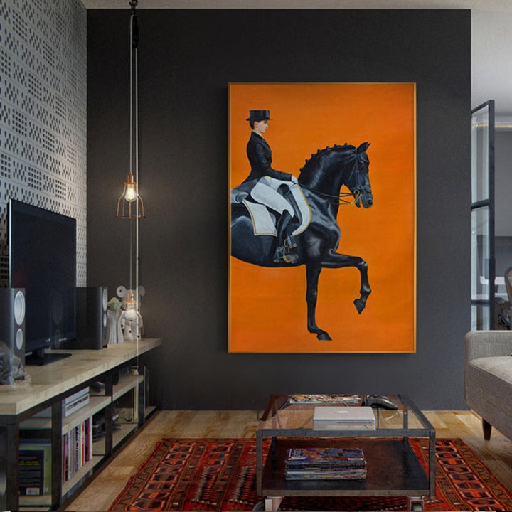 Moderne oransje hestebilder - lerretsveggkunst