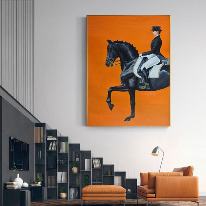 Moderne oransje hestebilder - lerretsveggkunst