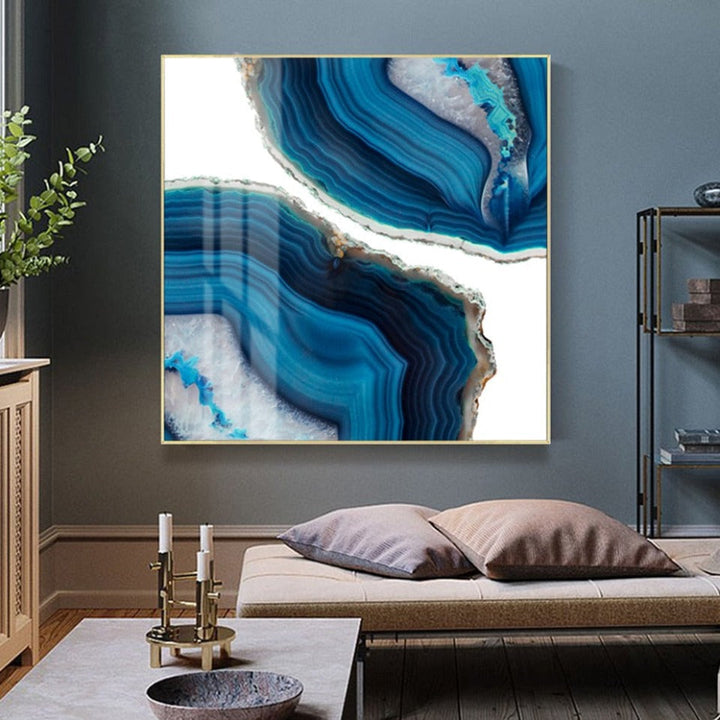Blå Marmor-trend - Lerret Veggkunstmaleri | Skanto