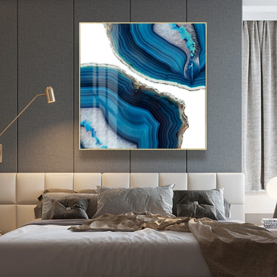 Blå Marmor-trend - Lerret Veggkunstmaleri | Skanto