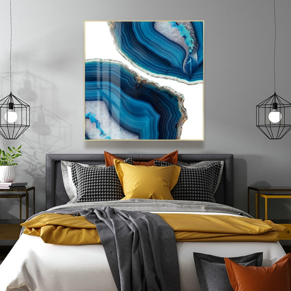 Blå Marmor-trend - Lerret Veggkunstmaleri | Skanto