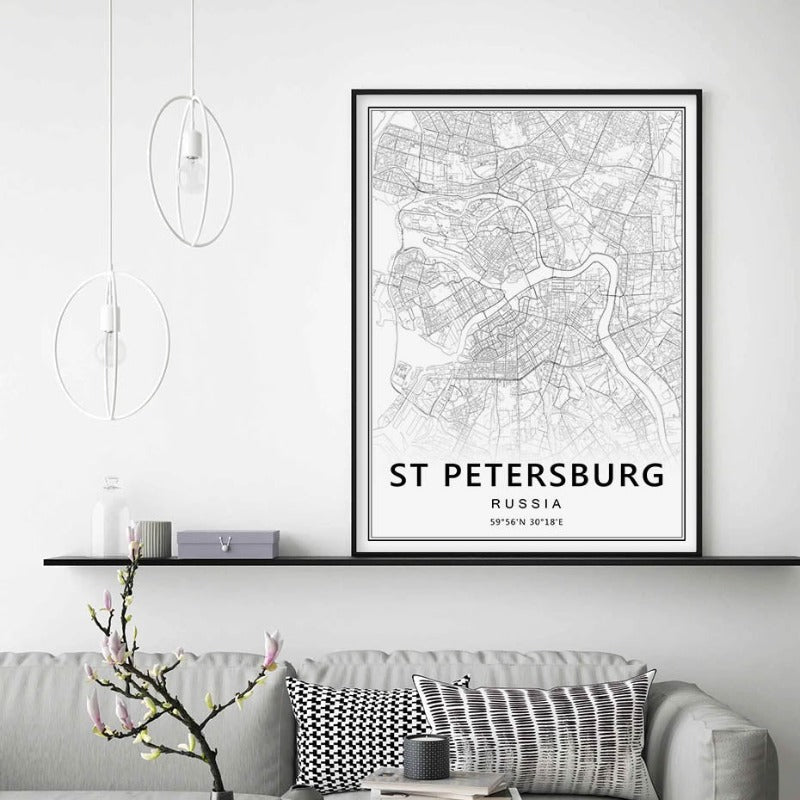 Moskva St. Petersburg bykart Russland - lerret veggkunst maleri