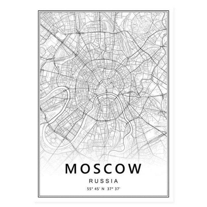 Moskva St. Petersburg bykart Russland - lerret veggkunst maleri