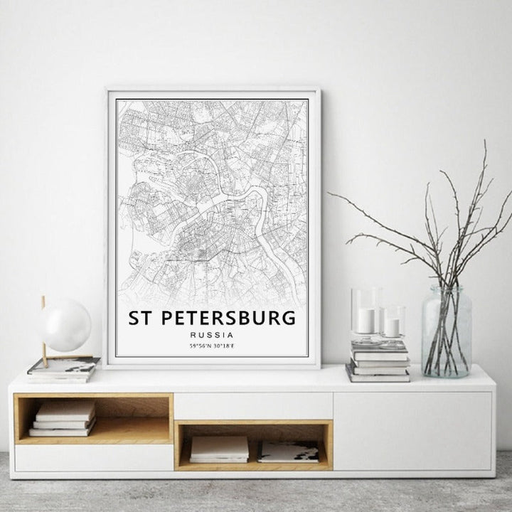 Moskva St. Petersburg bykart Russland - lerret veggkunst maleri