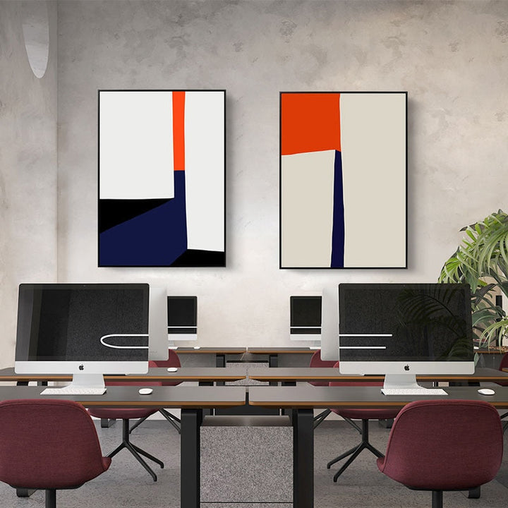 Geometriske Fargede Trykk Plakat Nordisk - Lerrets Veggkunst Maleri