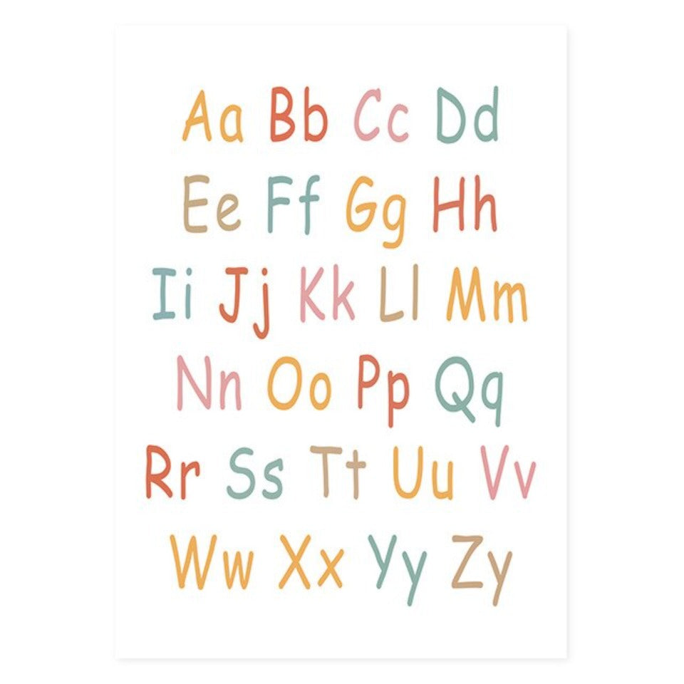 Regnbue-alphabet veggbilde for barnerommet – lerretsbilde