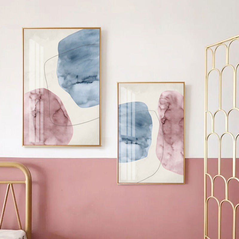 Abstrakt Rosa Blå Marmor Korn Bakgrunn Plakat Utskrifter - Lærret Veggkunst Maleri | Skanto