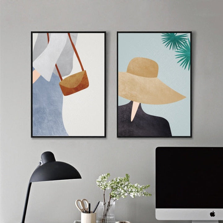 Moderne Trendy Figurer Plakat - Lærrett Veggkunst Maleri