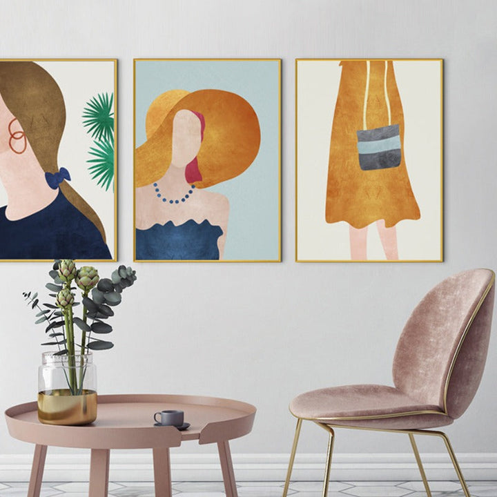 Moderne Trendy Figurer Plakat - Lærrett Veggkunst Maleri